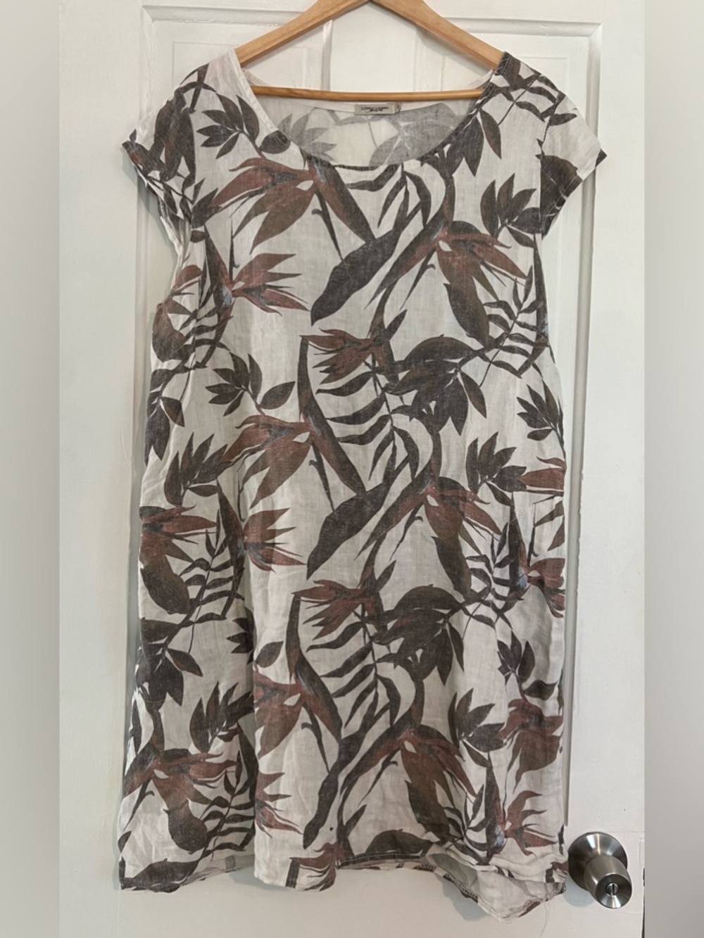 Lungo L'Arno Women's Linen Dress Size XL Sleeveless Summer Shift Pockets